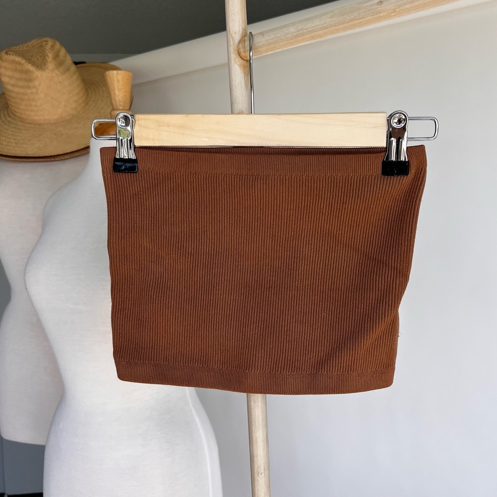 SOLD ❌ BROWN RIBBED TUBE TOP NWOT - Picture 2 of 4